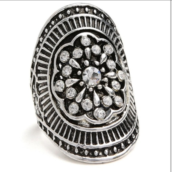 SOLD OUT! 4 BOHO GYPSY SILVER CUFF RINGS - Picture 3 of 4